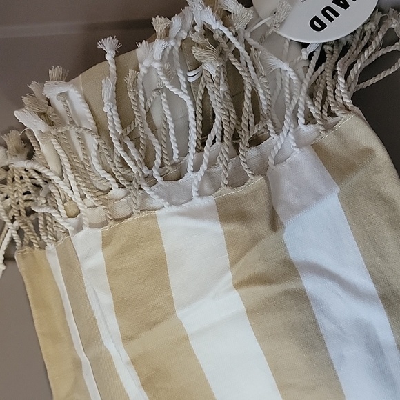 NWT STAUD Zuma Striped Linen Cotton Straight-Leg Fringe Trousers - Picture 9 of 10